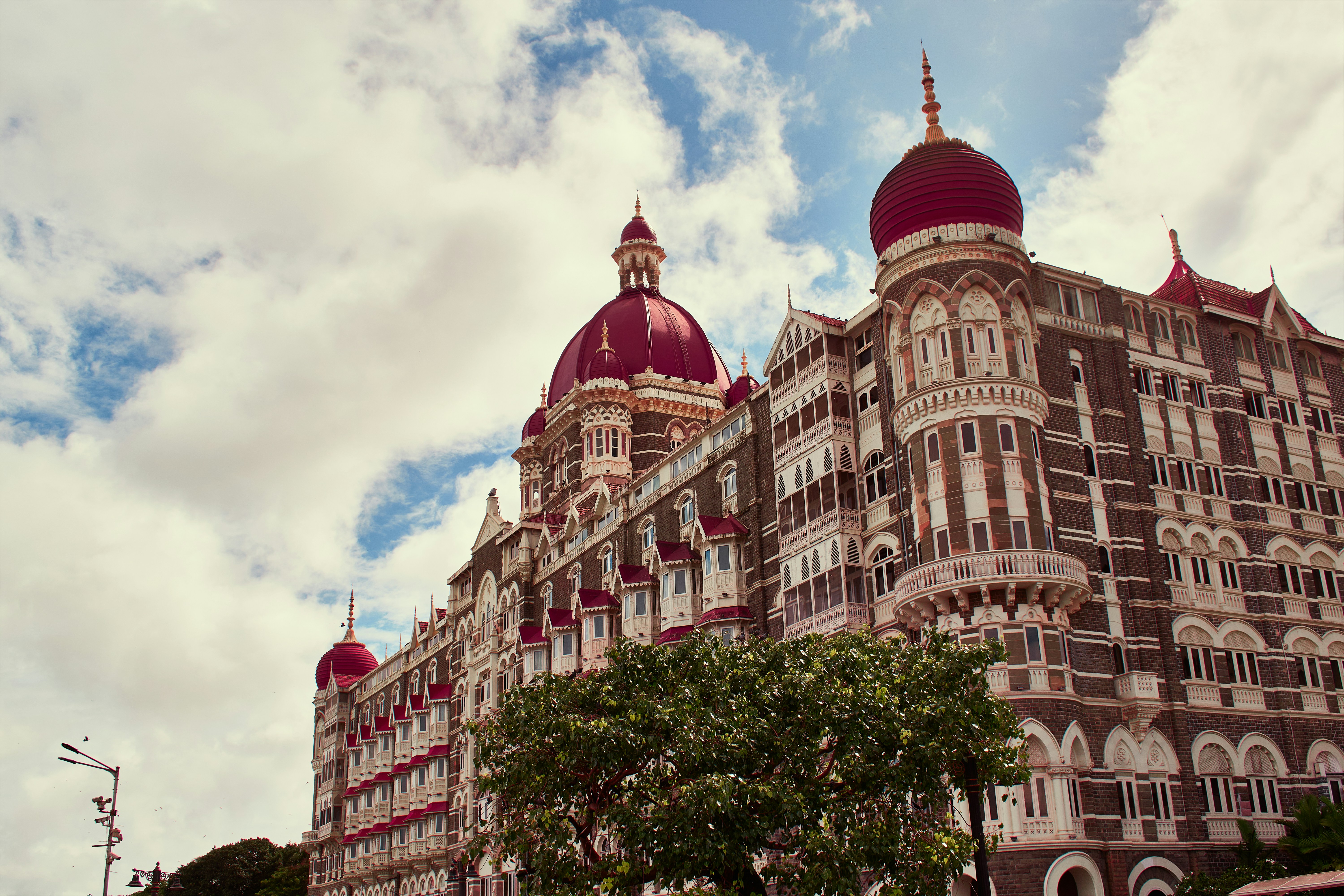a large building with a red roof