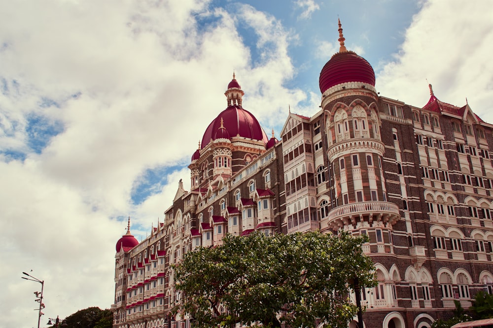 a large building with a red roof