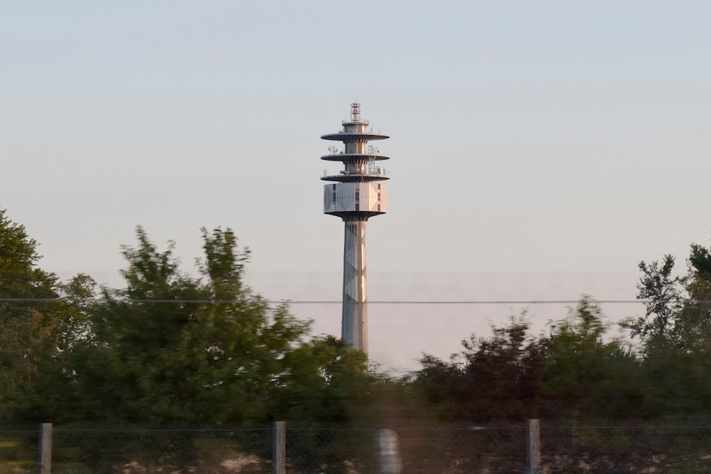 a tower in the distance