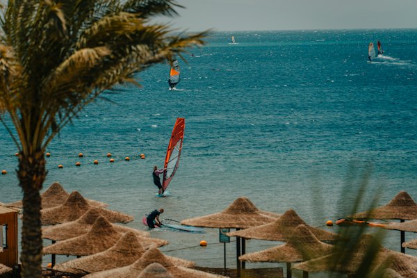 Windsurfers off the beach — Dahab, Egypt