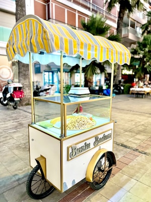 a small cart with food