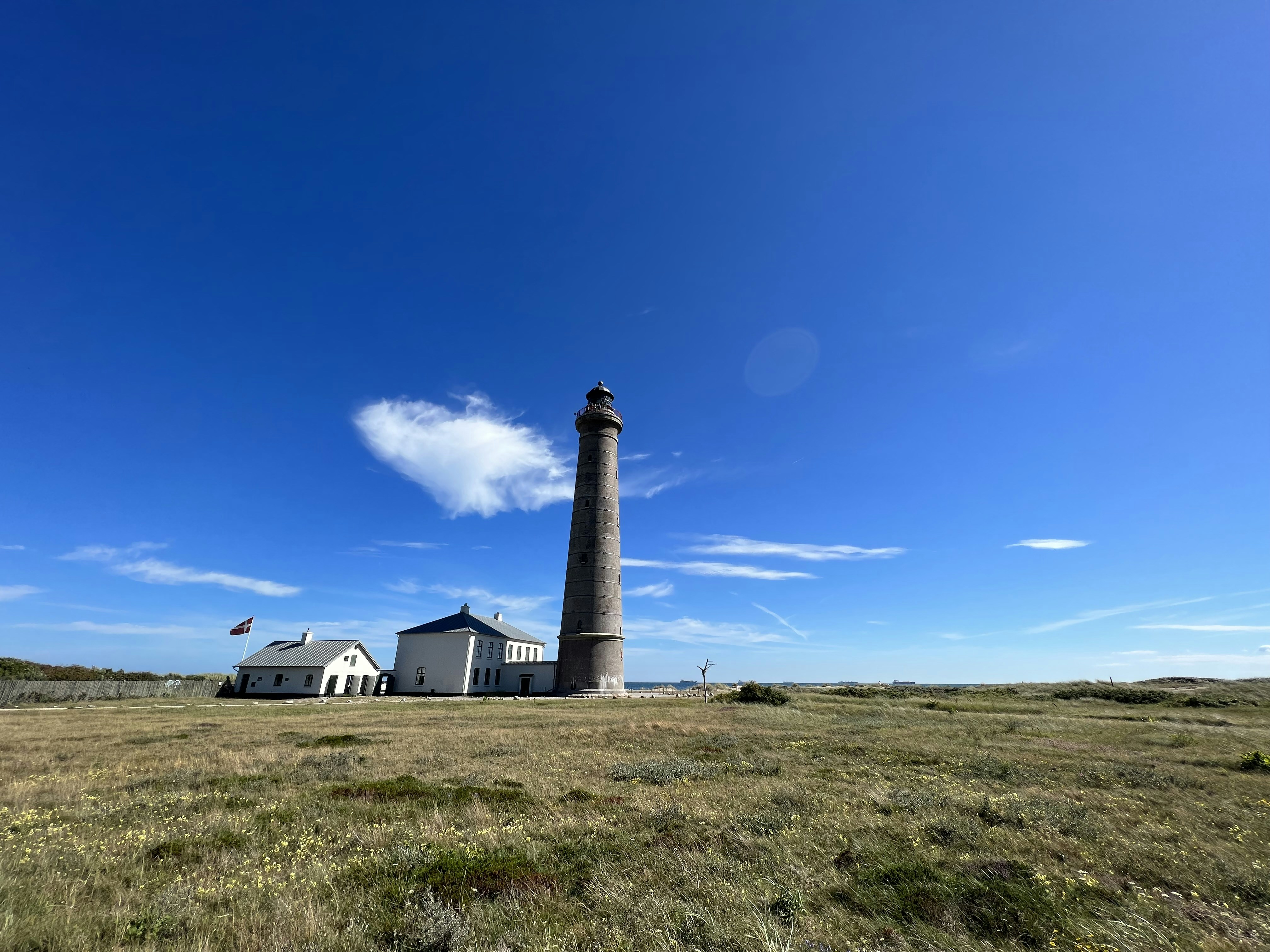 a lighthouse in a field
