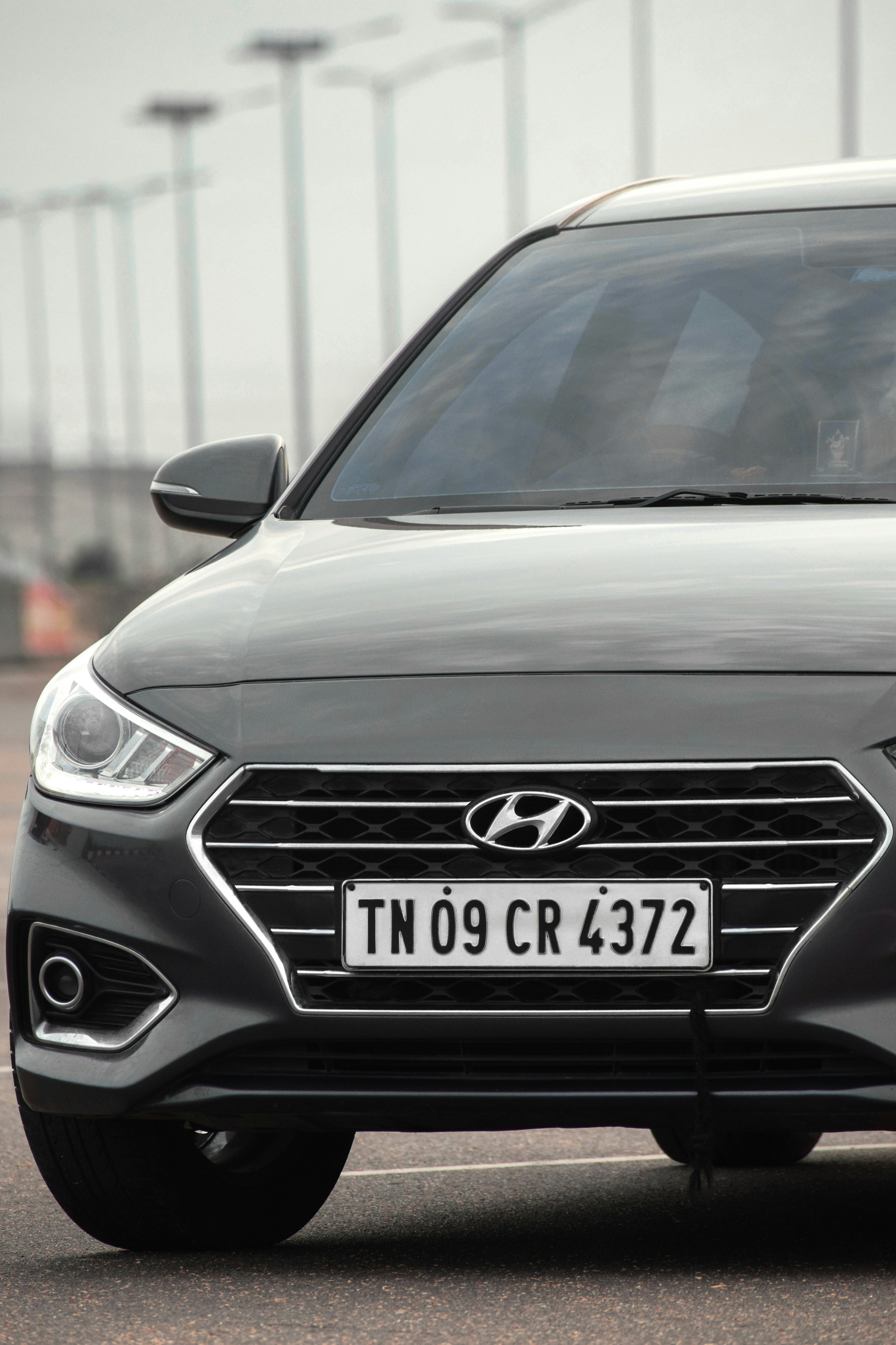 a black car with a license plate