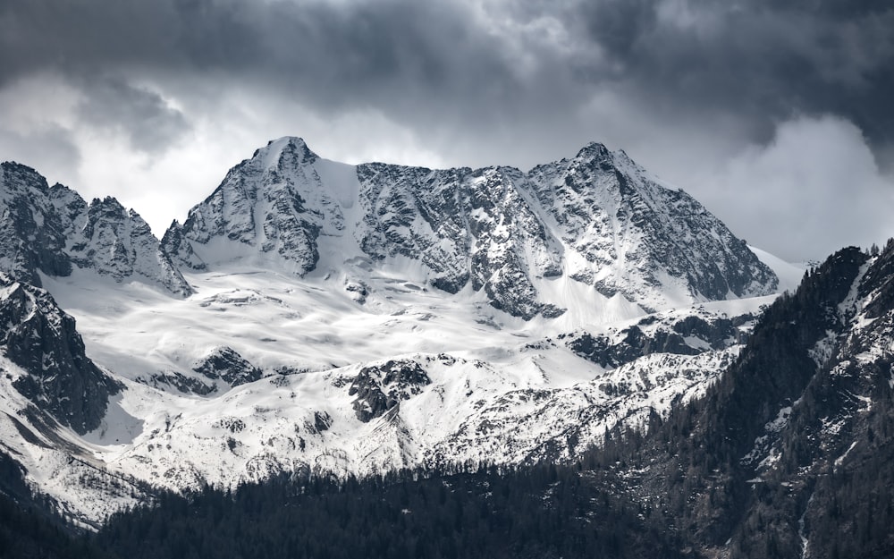 a mountain with snow