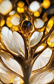 An intricate sculpture of intertwined stars and souls, glowing softly with gold leaf accents.