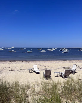 Dr. Tania Peitzker consulting clients by the sea, with a backdrop of sailboats and clear blue skies.