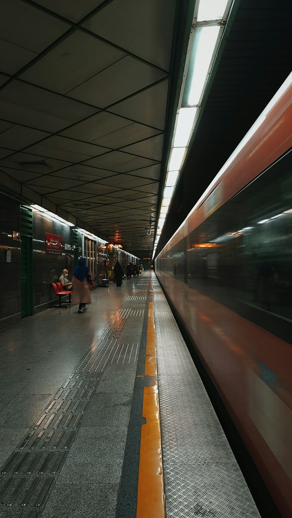 a train pulling into a station