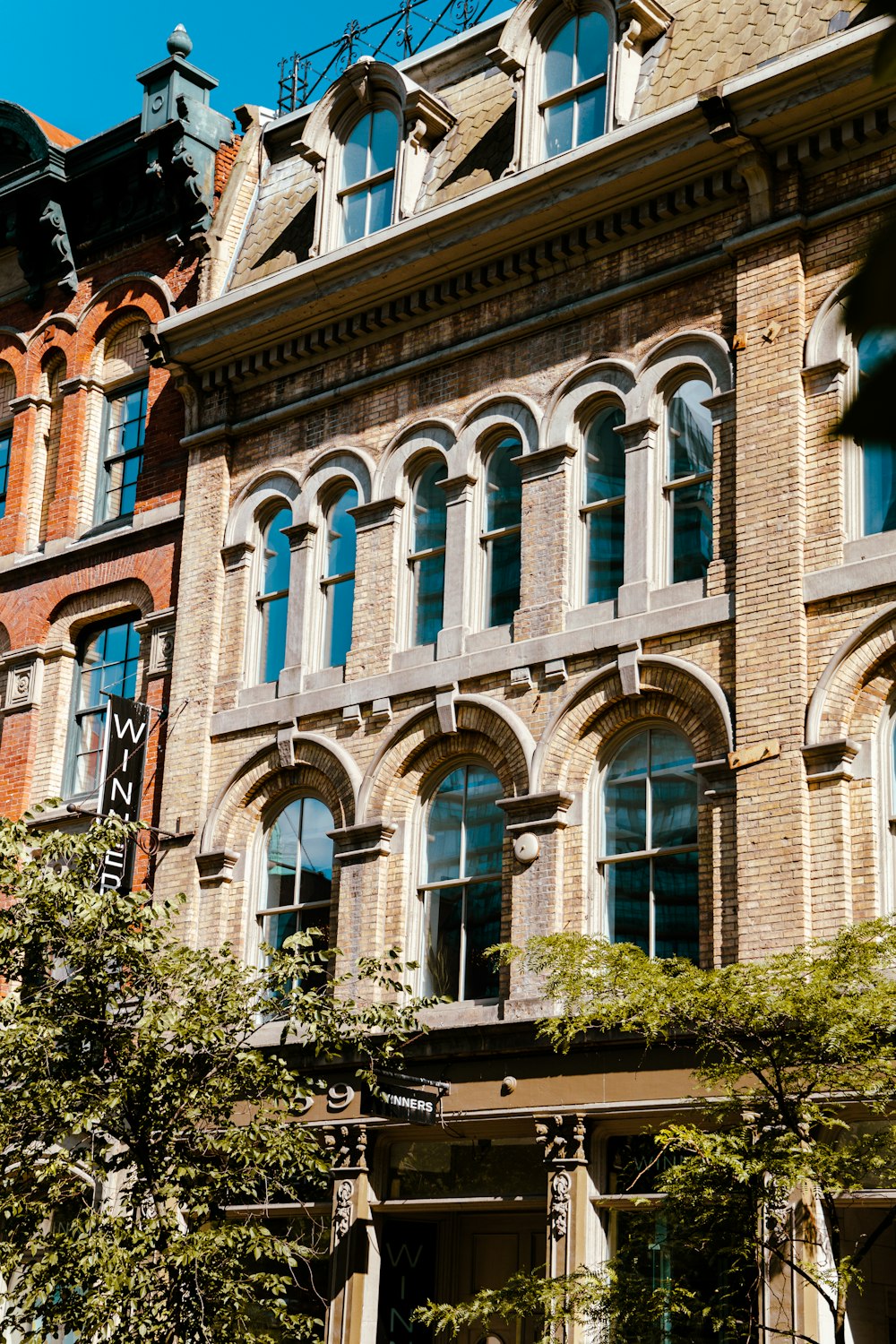 a building with many windows