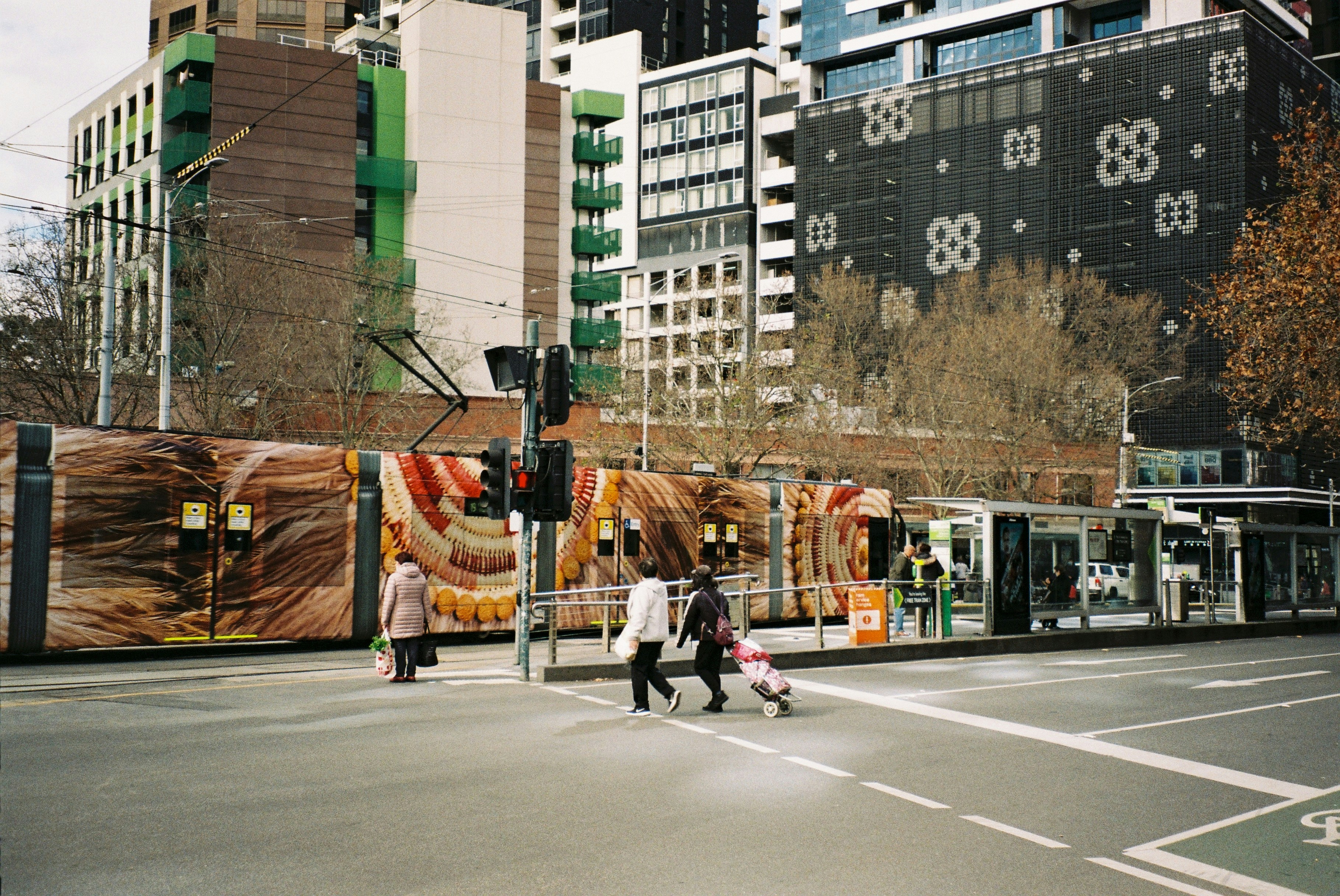 people crossing the street