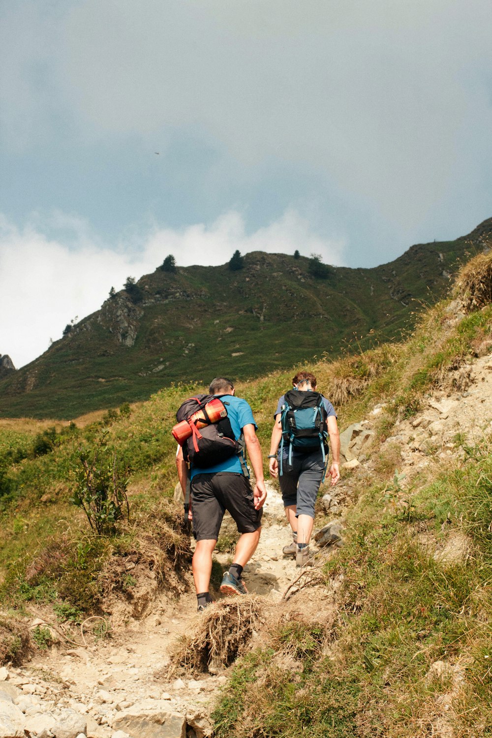 a couple of people hiking