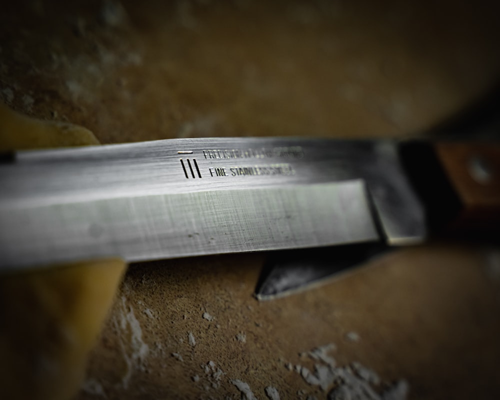 a close up of a knife