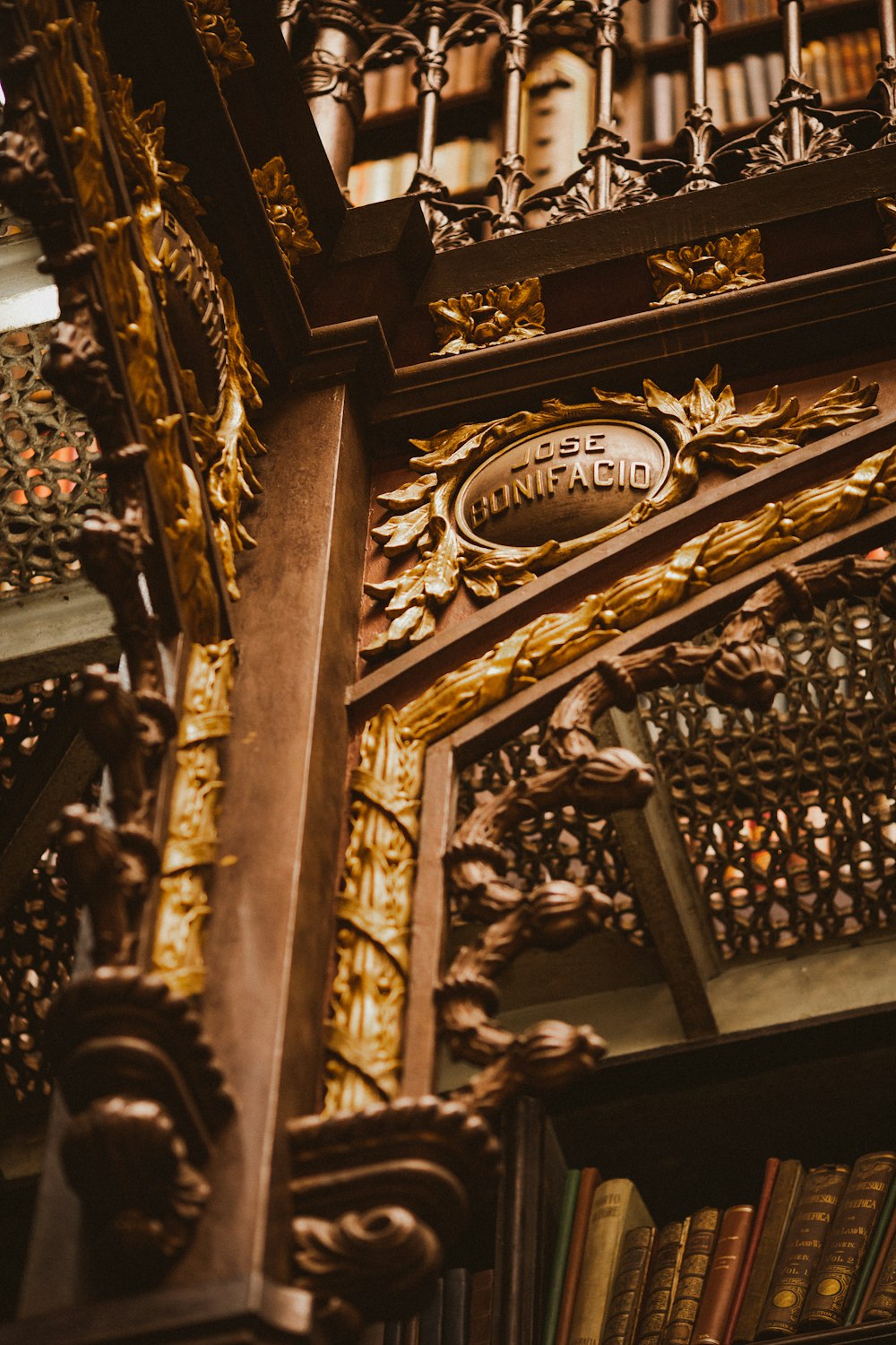 a large ornate gold and black building