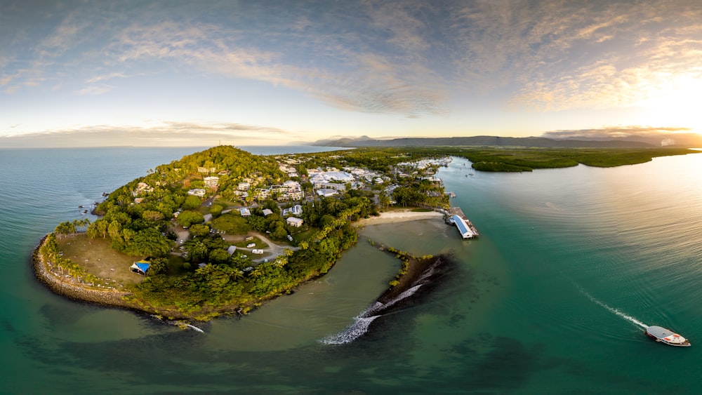 an aerial view of an island