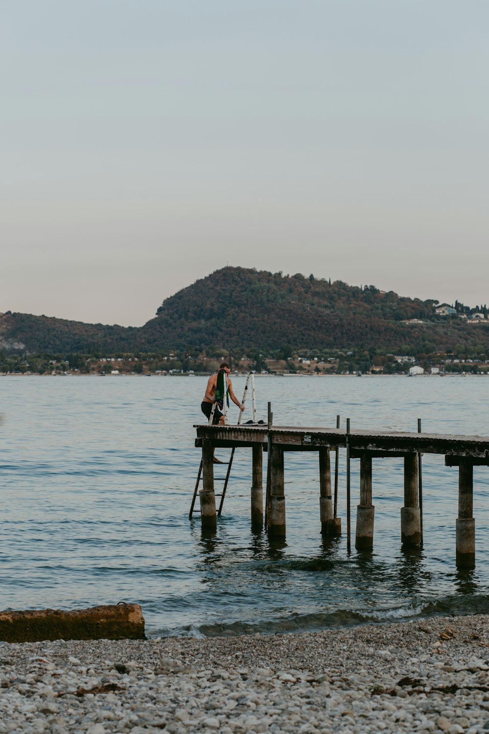 a man standing on a dock