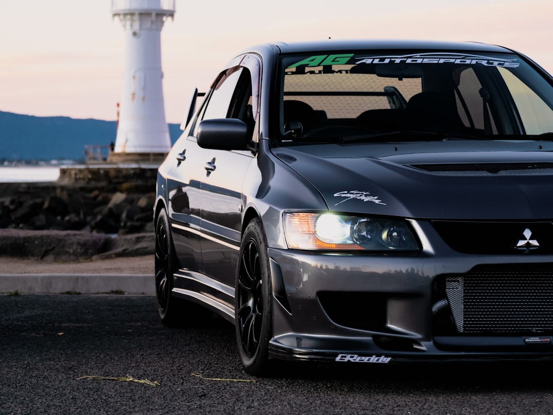 a car parked on a road,