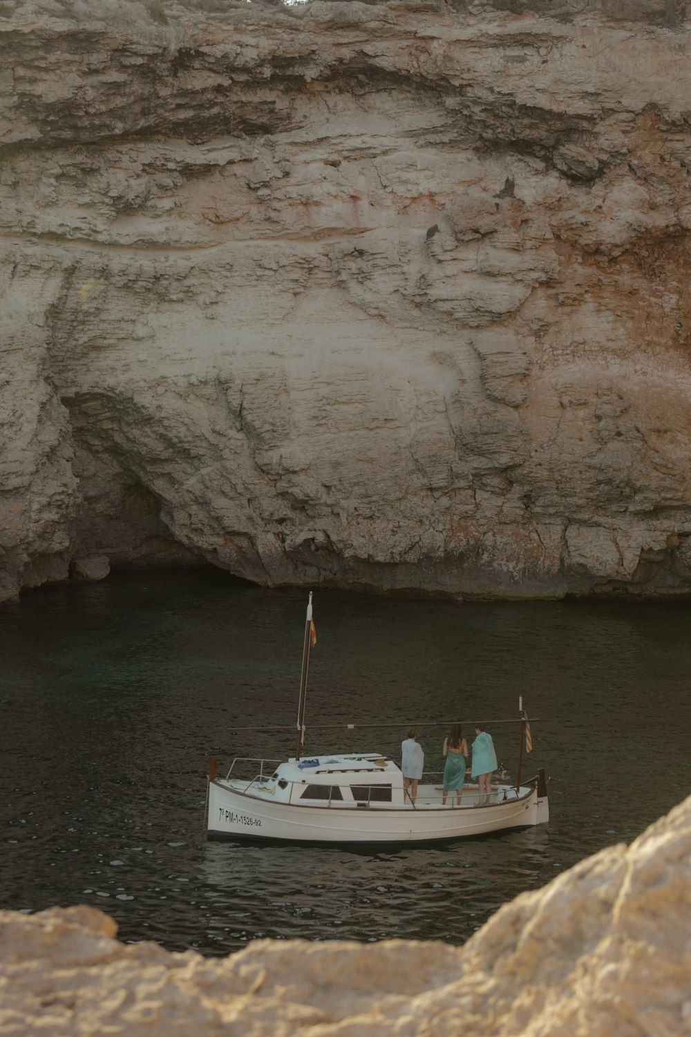 a boat in a cave