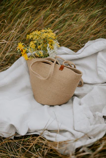 a purse on a blanket
