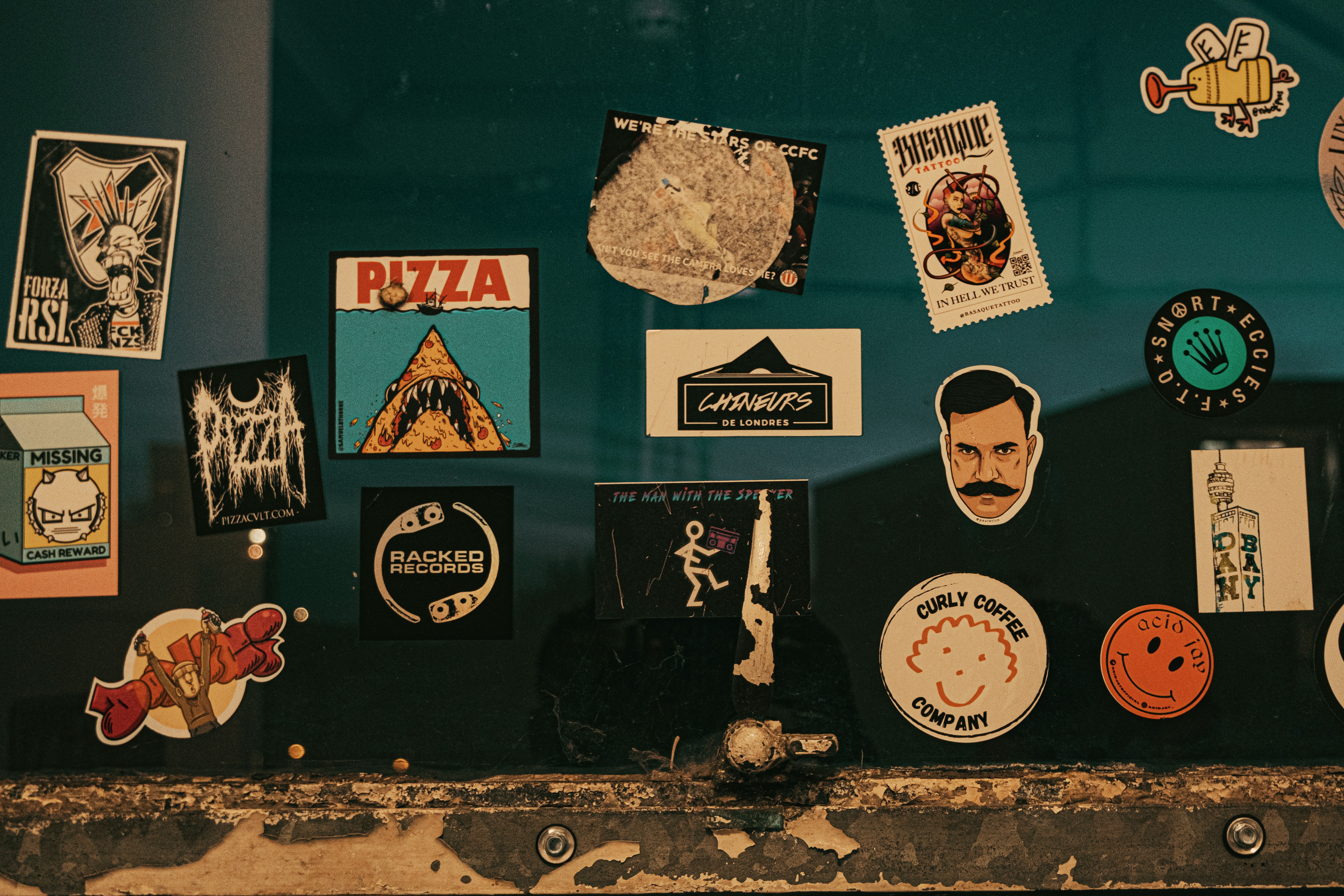 a wall with posters on it