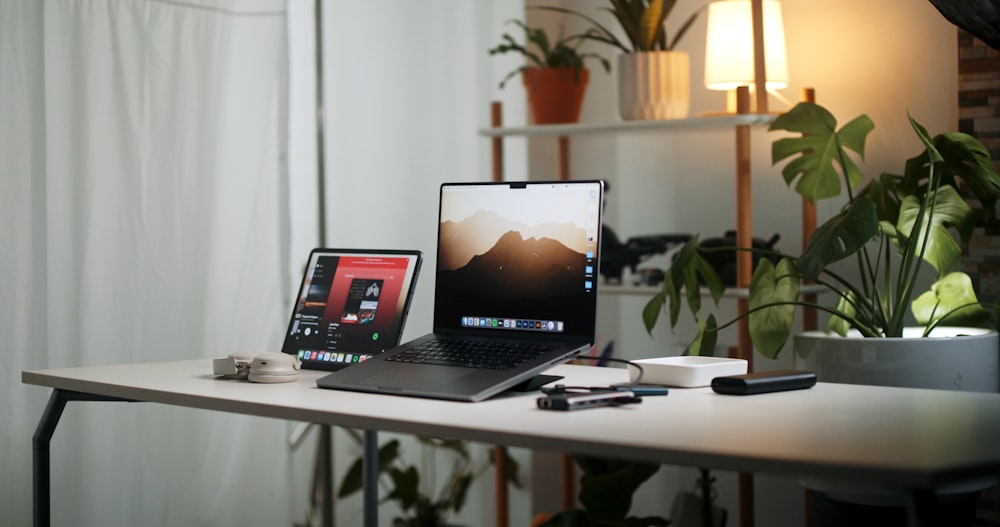 a laptop on a table