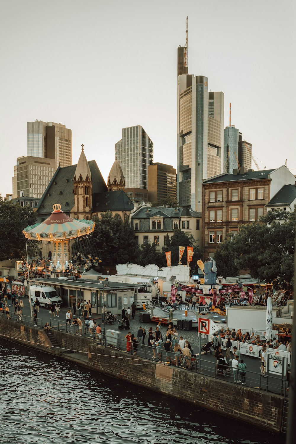 a crowd of people at a fair