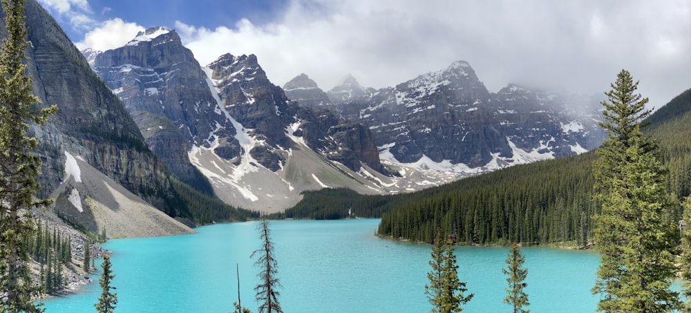 a lake surrounded by mountains