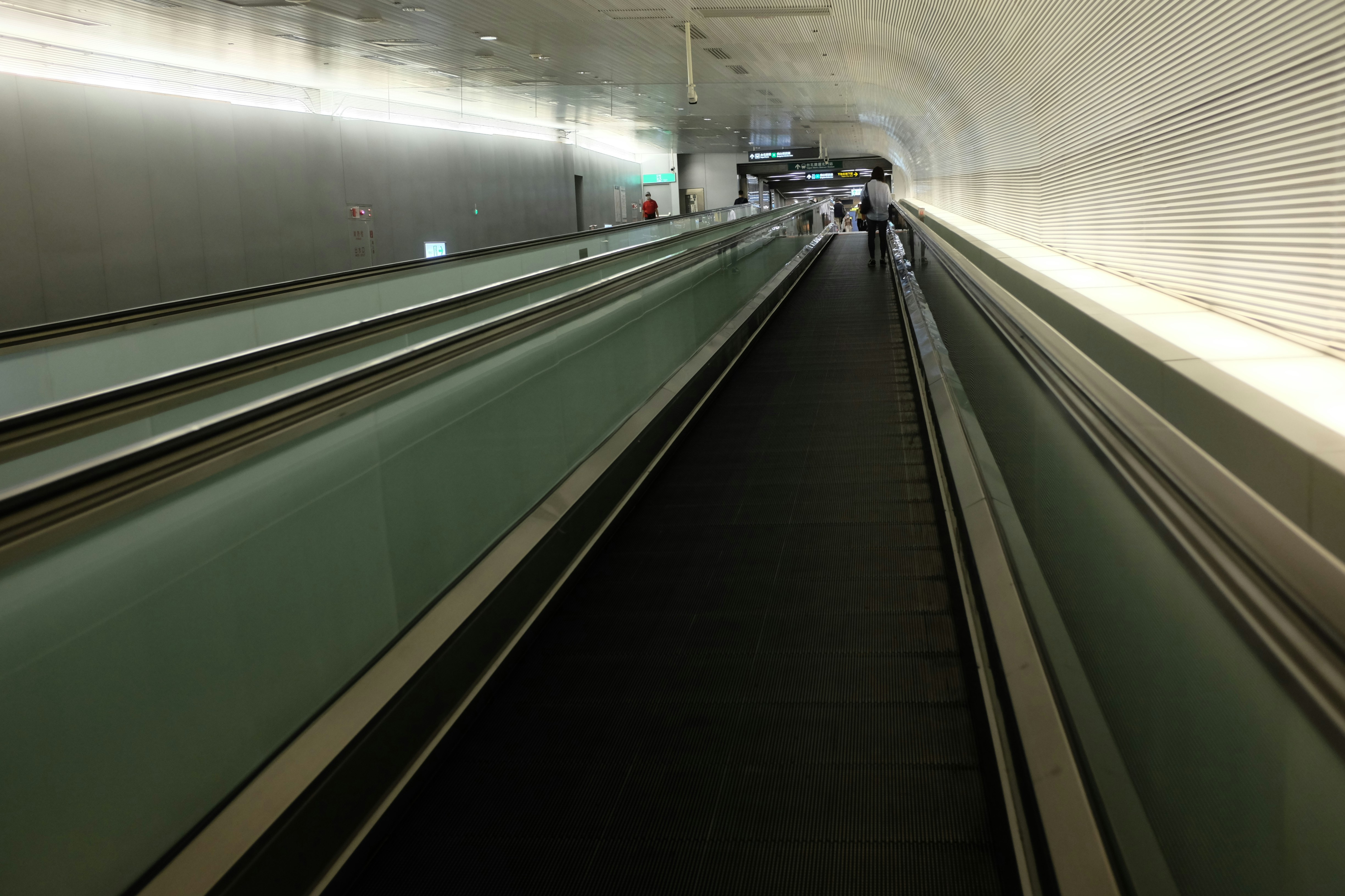a long tunnel with a train, 
