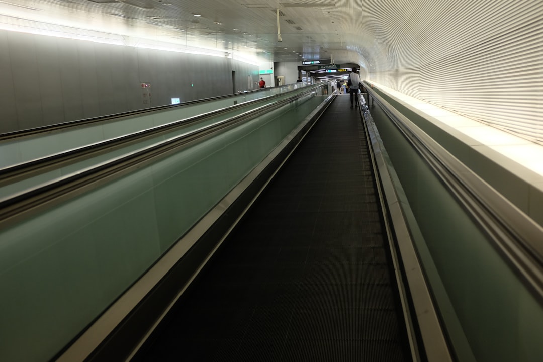 a long tunnel with a train,
