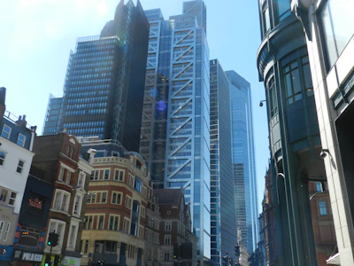 A lively street scene in downtown Atlanta showcasing historic buildings alongside modern skyscrapers.