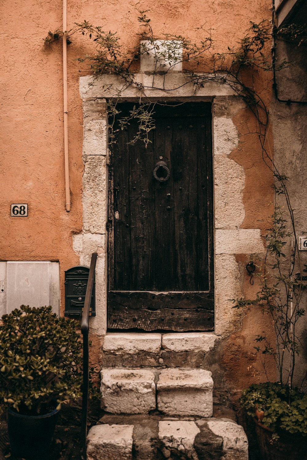 a door in a stone building