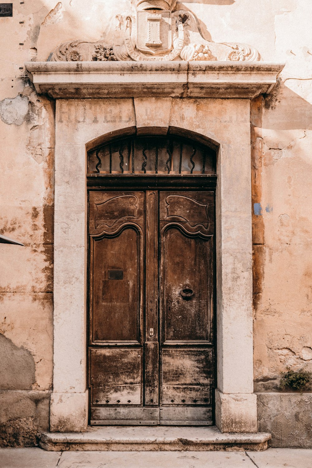 a door in a stone building