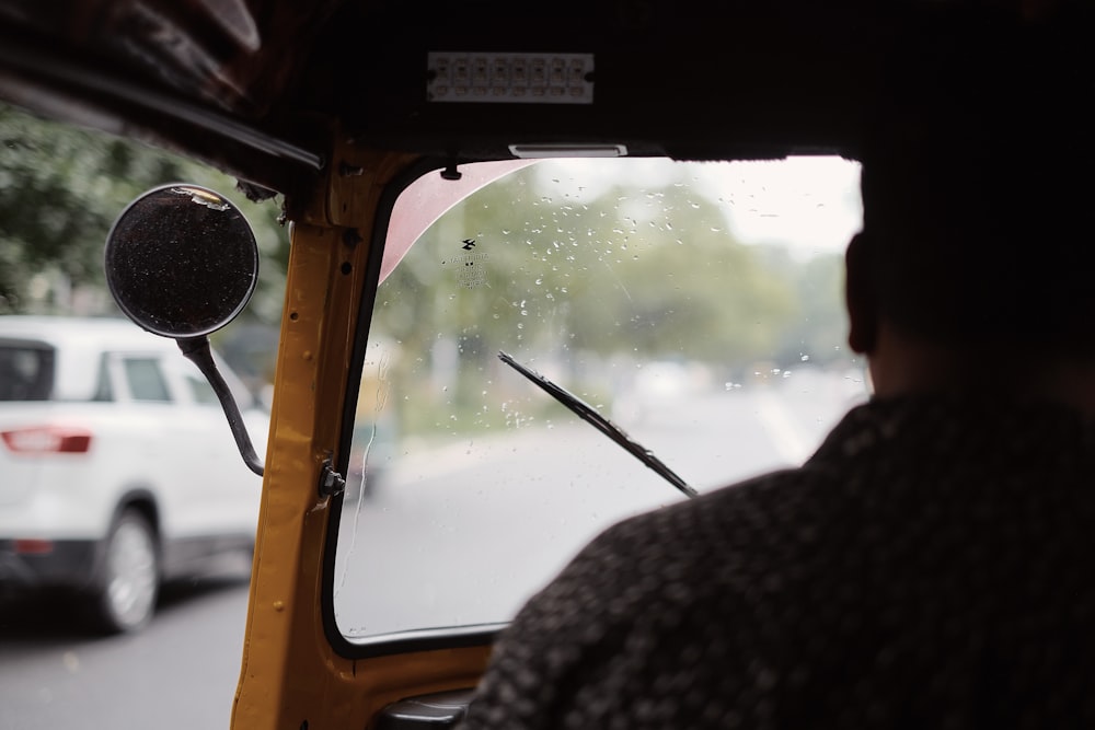 a person driving a car