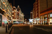 a city street at night