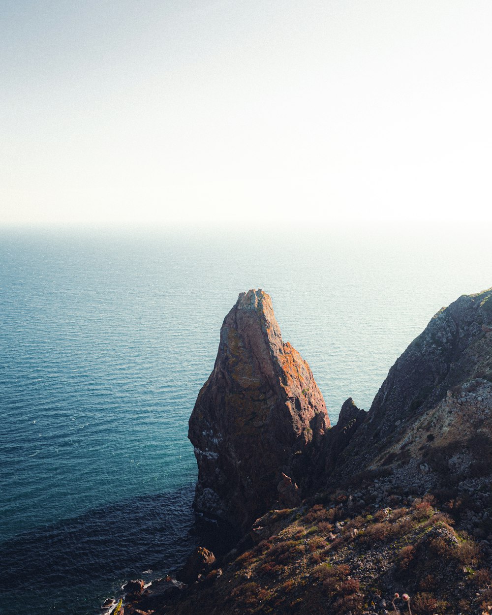 a cliff overlooking the ocean