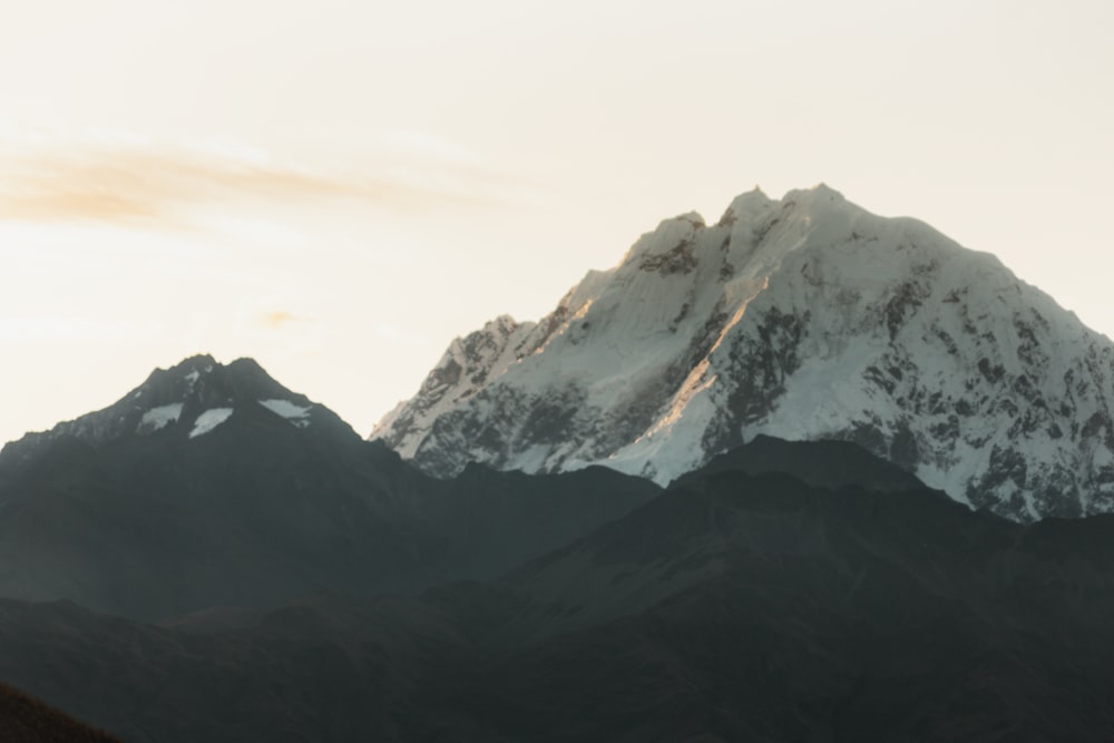 a mountain with snow