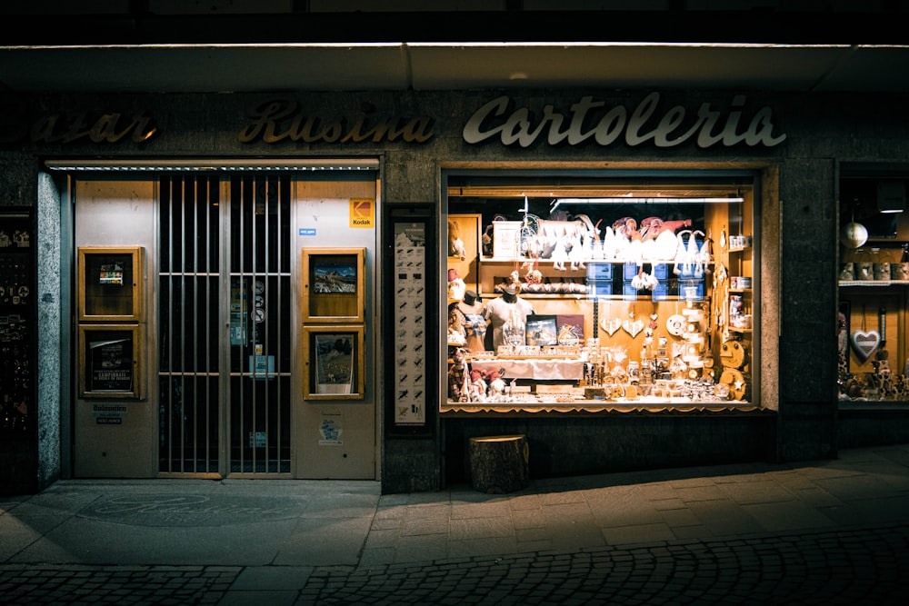 a store front with a window