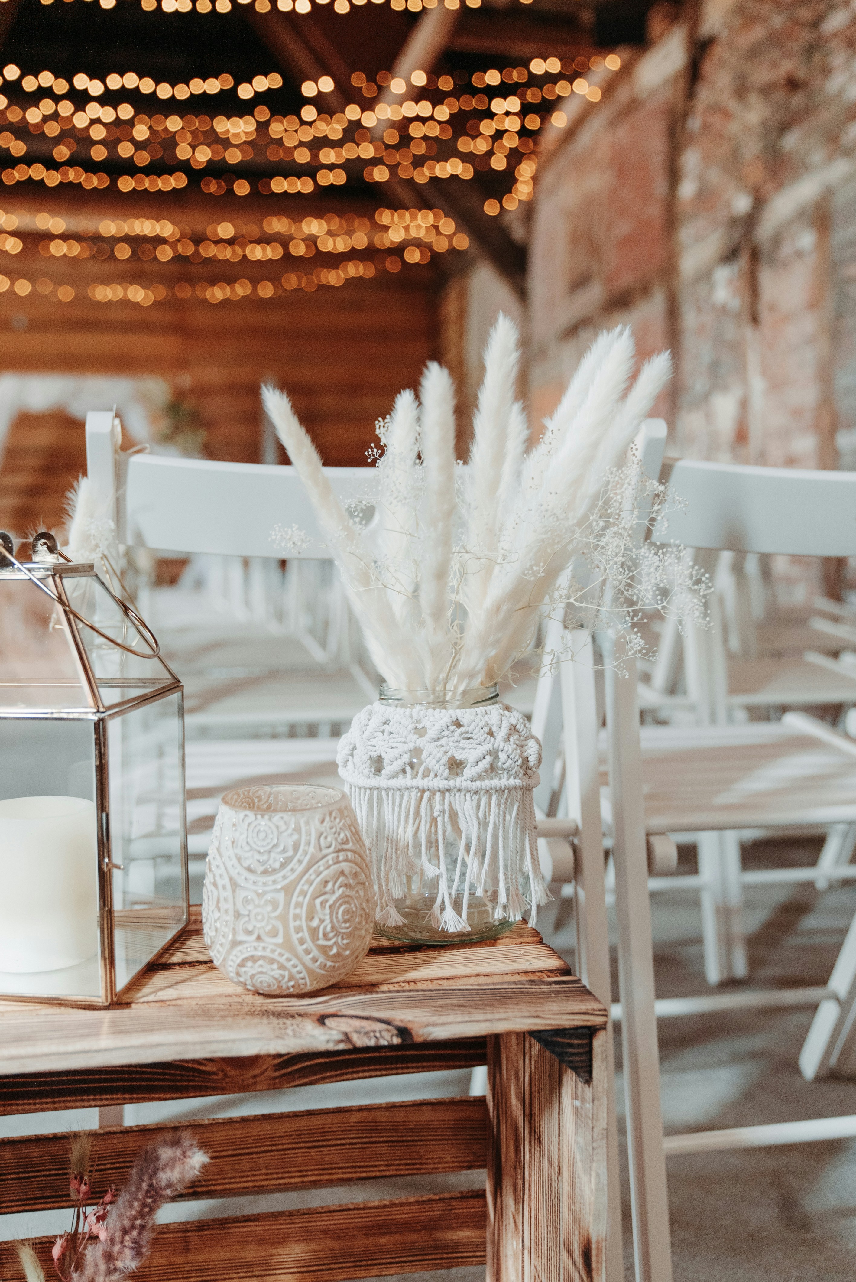 a vase with white flowers
