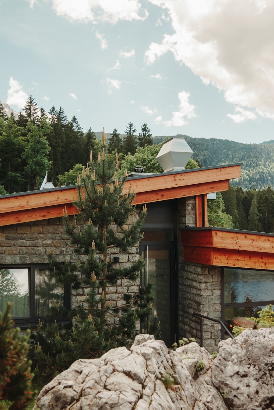 The Aspen House — long covered rear porch facing mature trees at the rear lot line