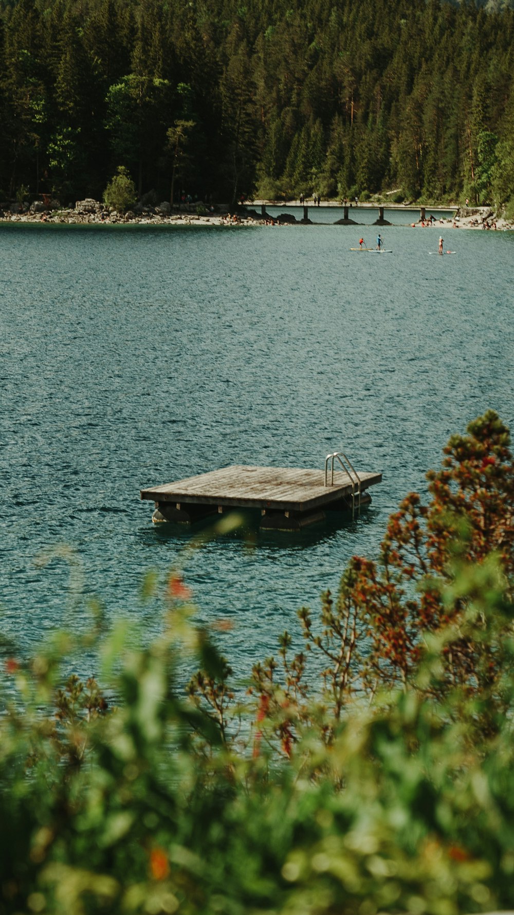 a dock in a lake