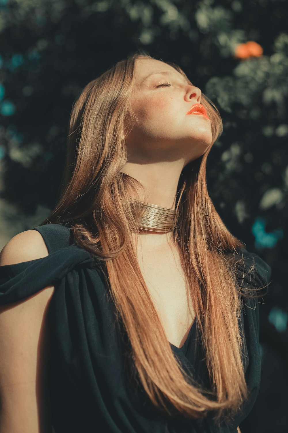 a woman with long hair