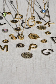 a necklace with several coins