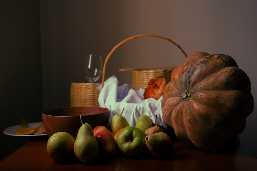 a basket and some fruit