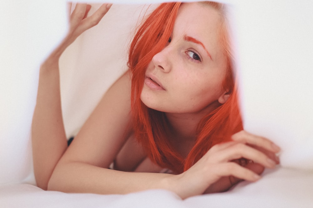 a woman with red hair