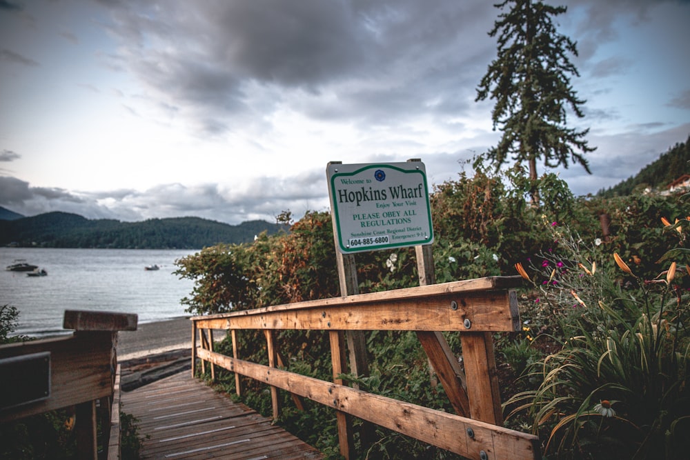 a wooden bridge over water