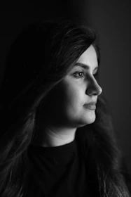 a woman with long hair