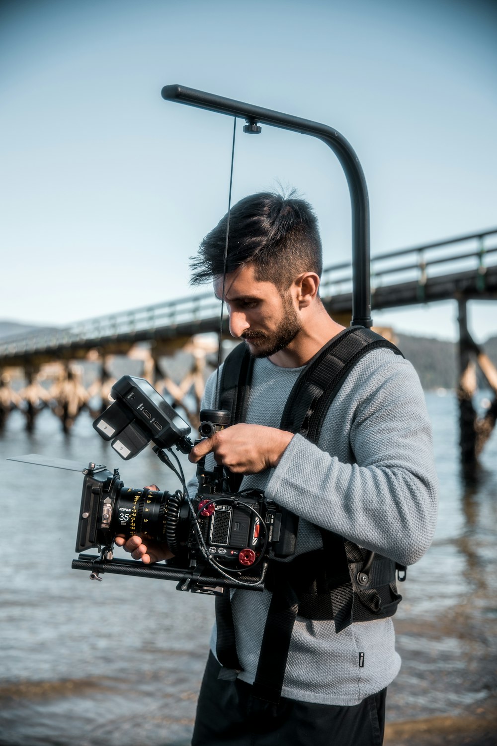 a man holding a camera