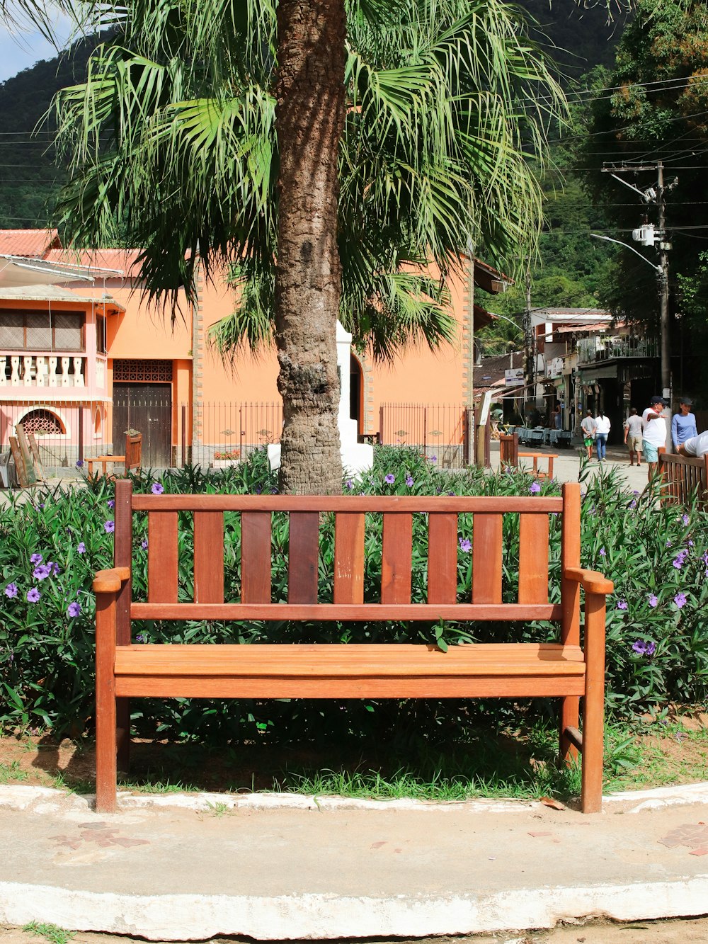 a bench sits unoccupied