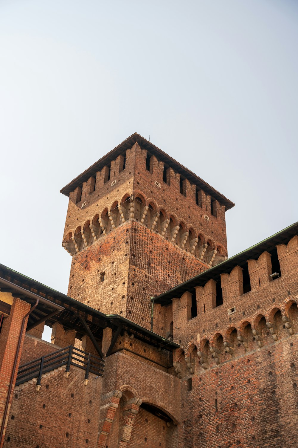 a brick building with a tower