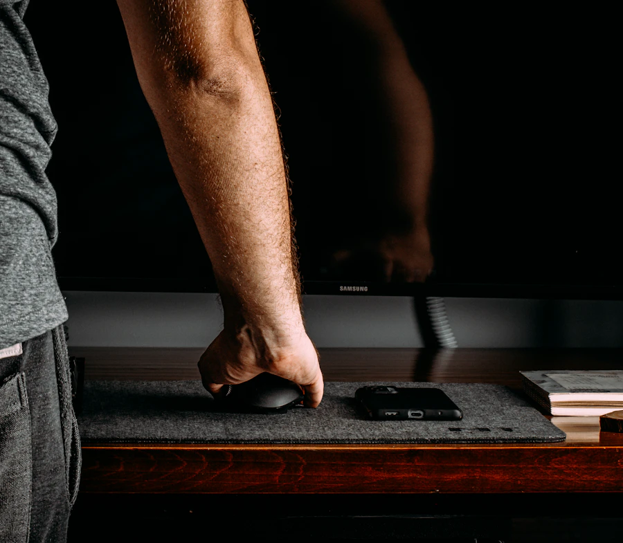Walking pad treadmill in a home office