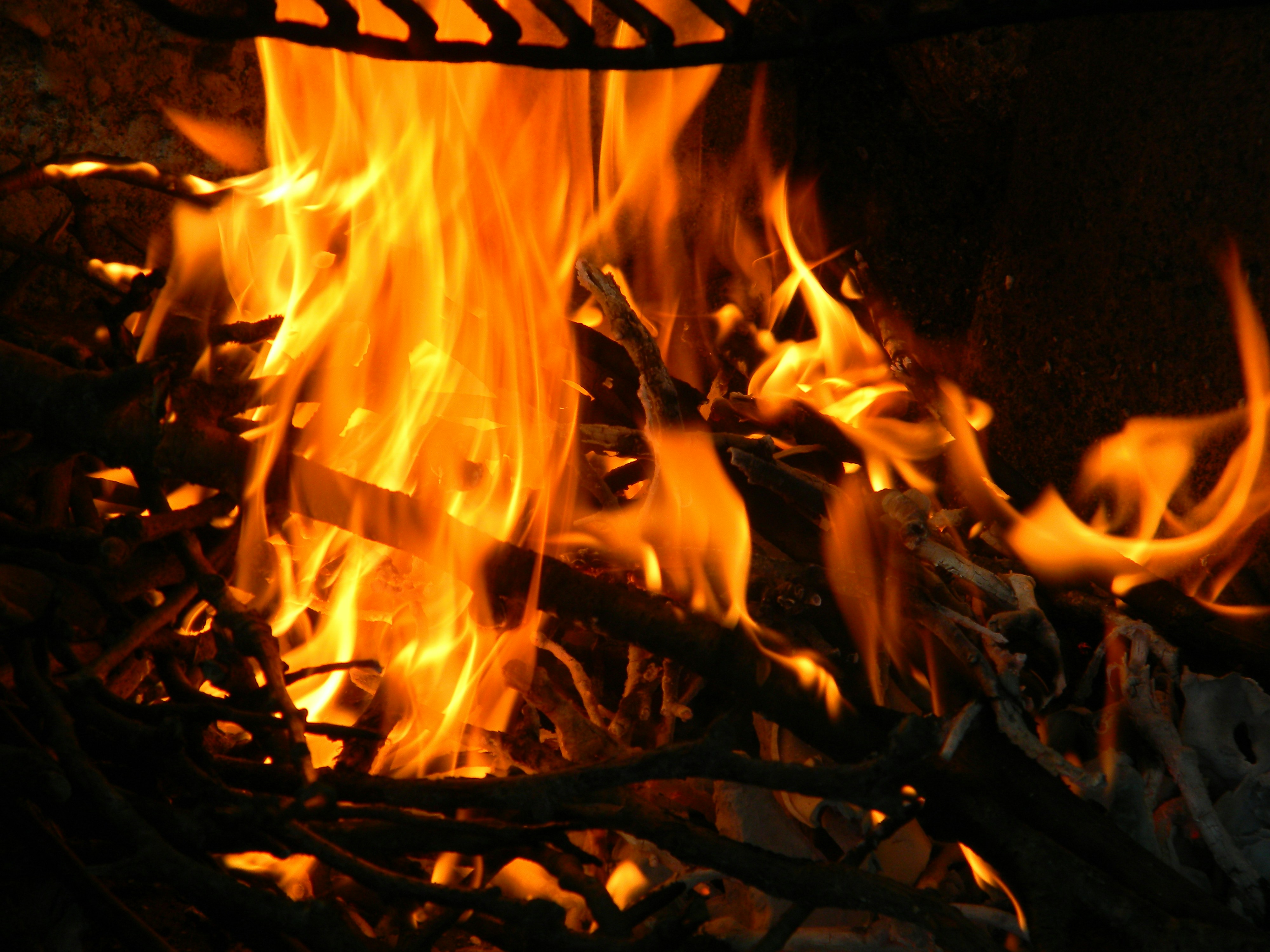 a close-up of a fire