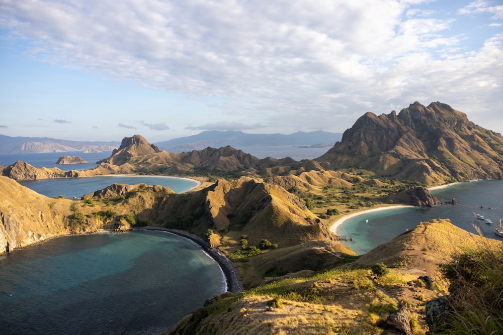 a body of water surrounded by mountains